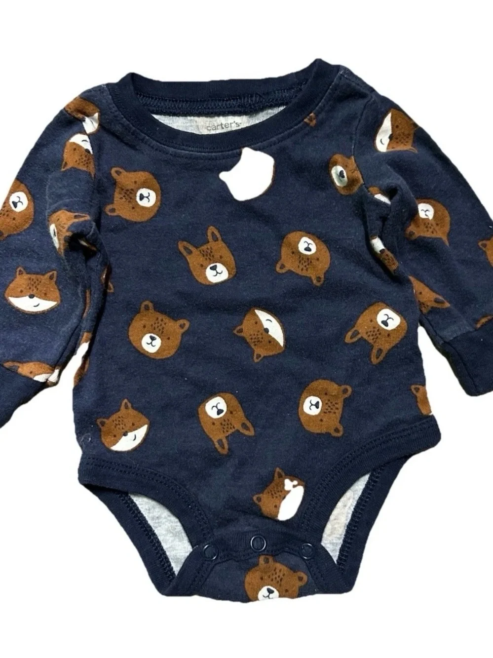Baby Boy Winter Long Sleeve Bodysuits Solid Stripes Animals Size 3 Months